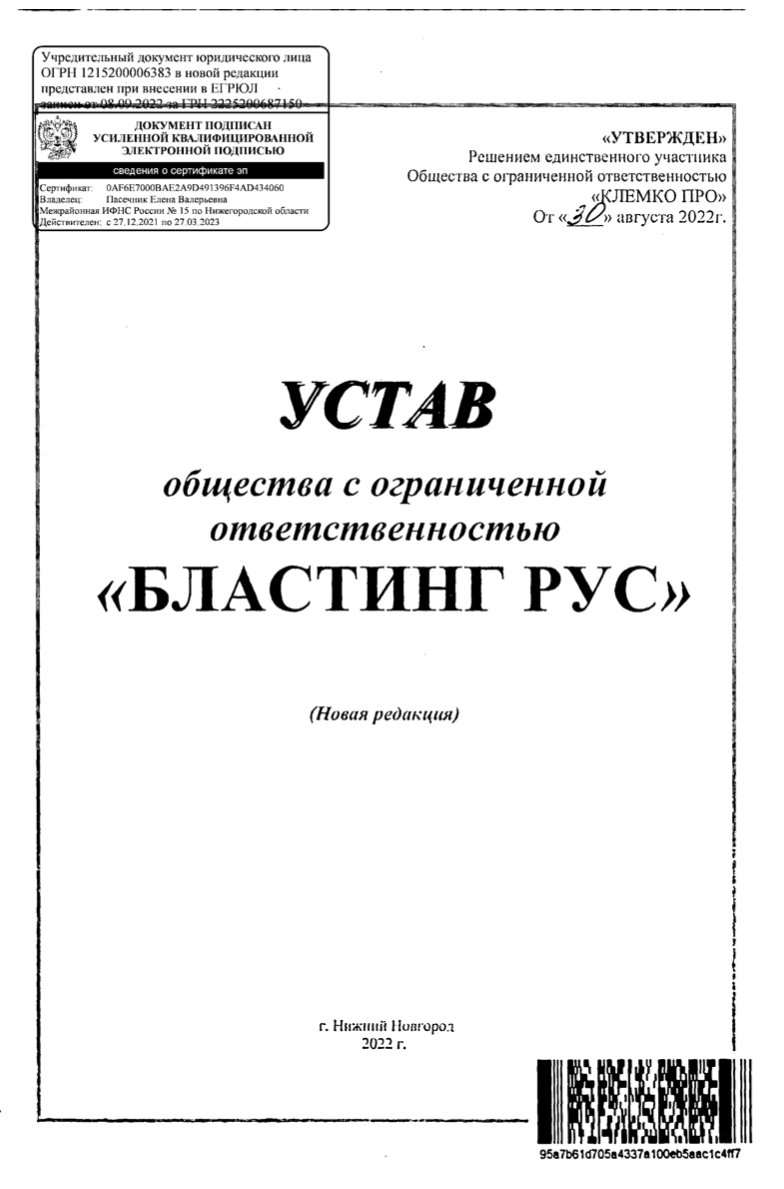 Уставные документы (комплект)